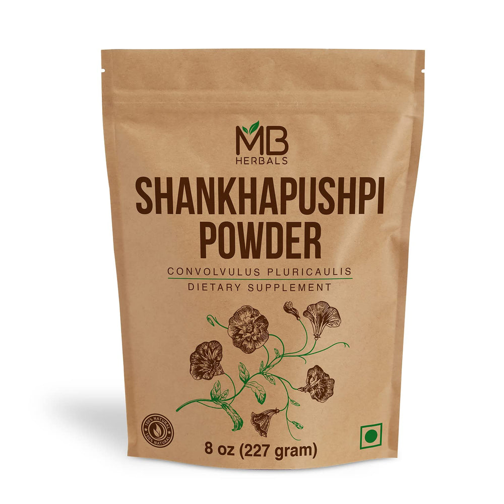 MB Herbals Shankhapushpi Powder 8 oz packaging - front view