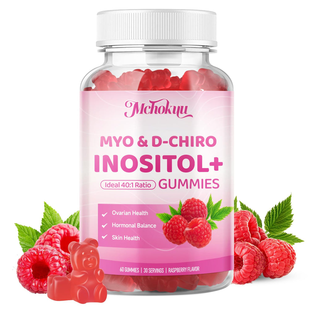 Mchokuu Myo-Inositol & D-Chiro Inositol gummies raspberry flavor bottle