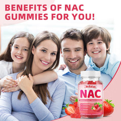 Close-up of strawberry-flavored NAC gummies