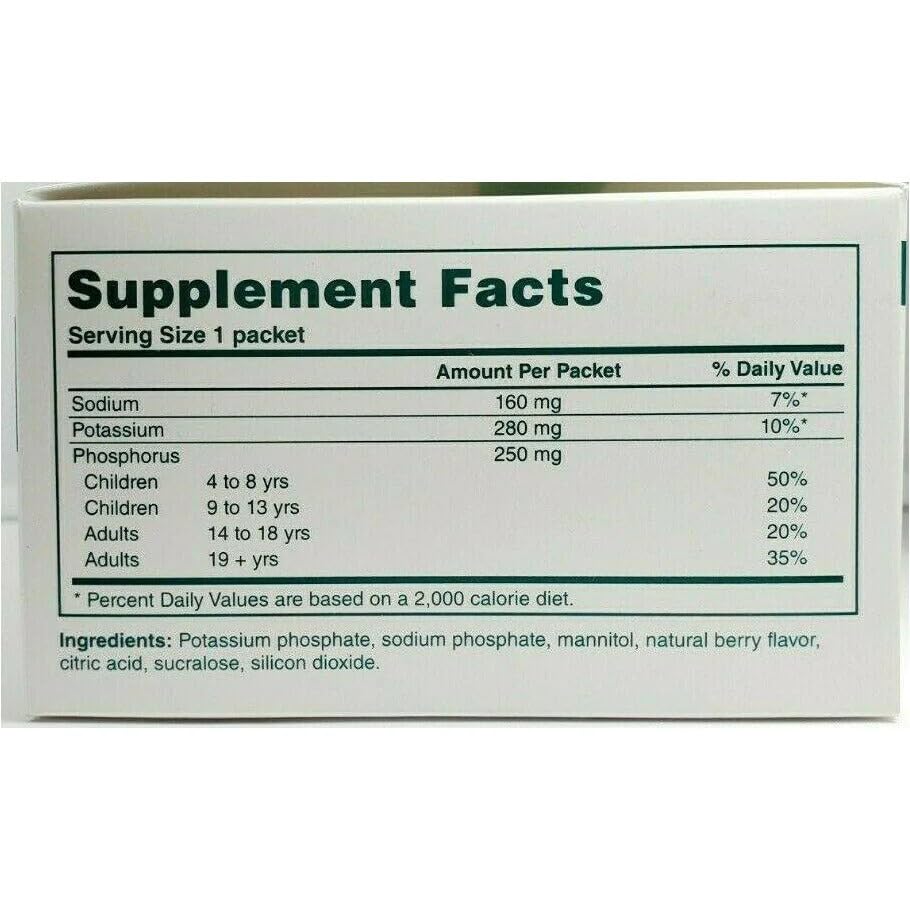 Front view of PHOS-NaK Powder Concentrate Packet (Fruit Flavor)