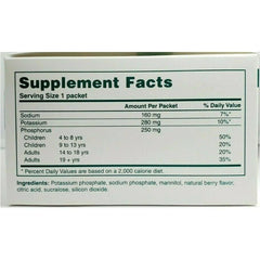 Front view of PHOS-NaK Powder Concentrate Packet (Fruit Flavor)