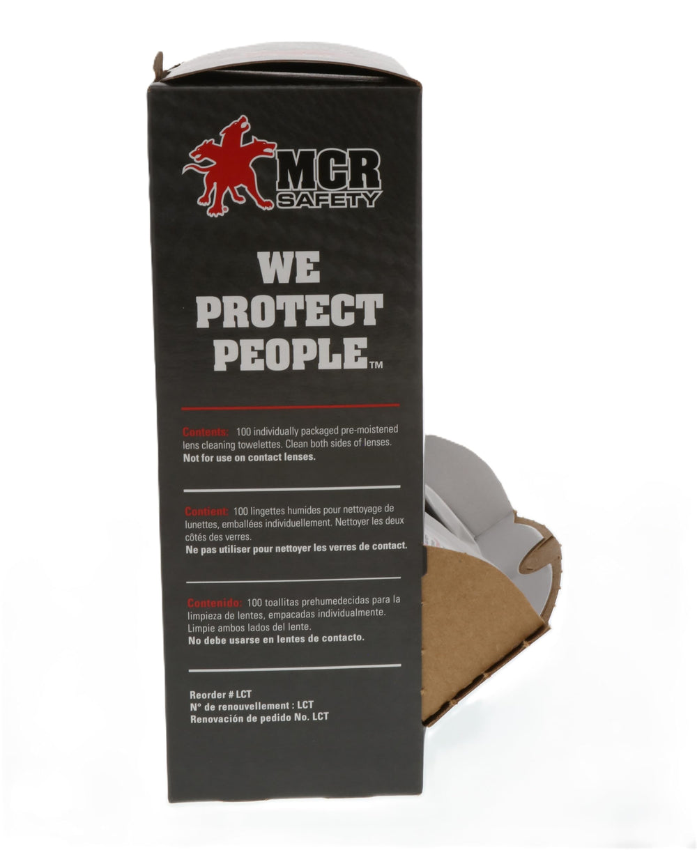 Maintenance of safety eyewear with LCT towelettes