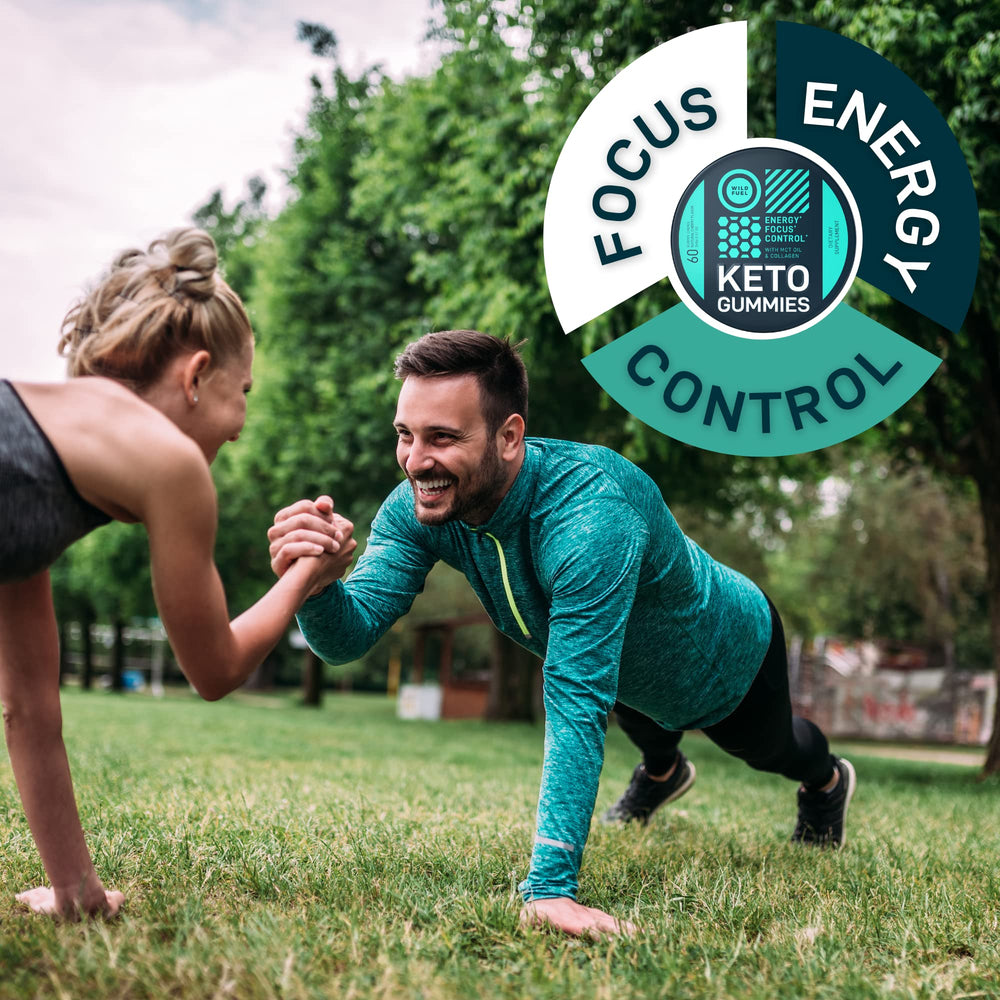 Gummies held in hand with athletic setting