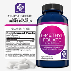 Capsules inside the MD Life L-Methylfolate bottle