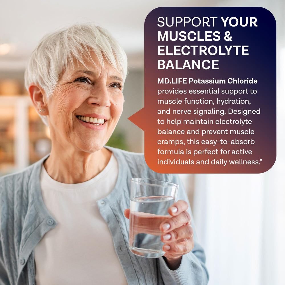 MD Life potassium chloride packaging with label