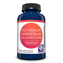 MD. Life Potassium Magnesium Zinc Calcium supplement bottle with 120 capsules