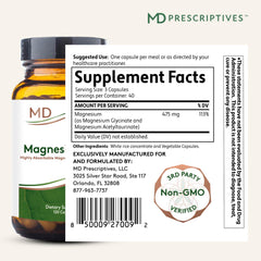 Close-up of Magnesium MD capsules inside the bottle