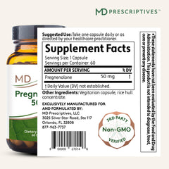 Close-up of pregnenolone vegan capsule (50 mg)
