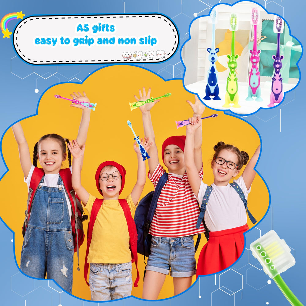 Four colors available for the kangaroo kids toothbrush