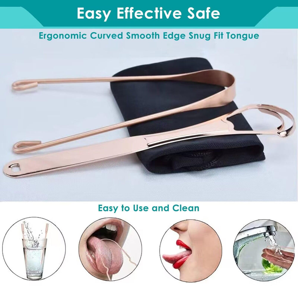 Medical-grade copper and stainless steel tongue cleaners