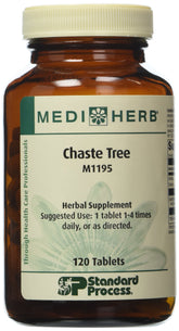 Bottle of Mediherb Chaste Tree 120 Tabs on white background