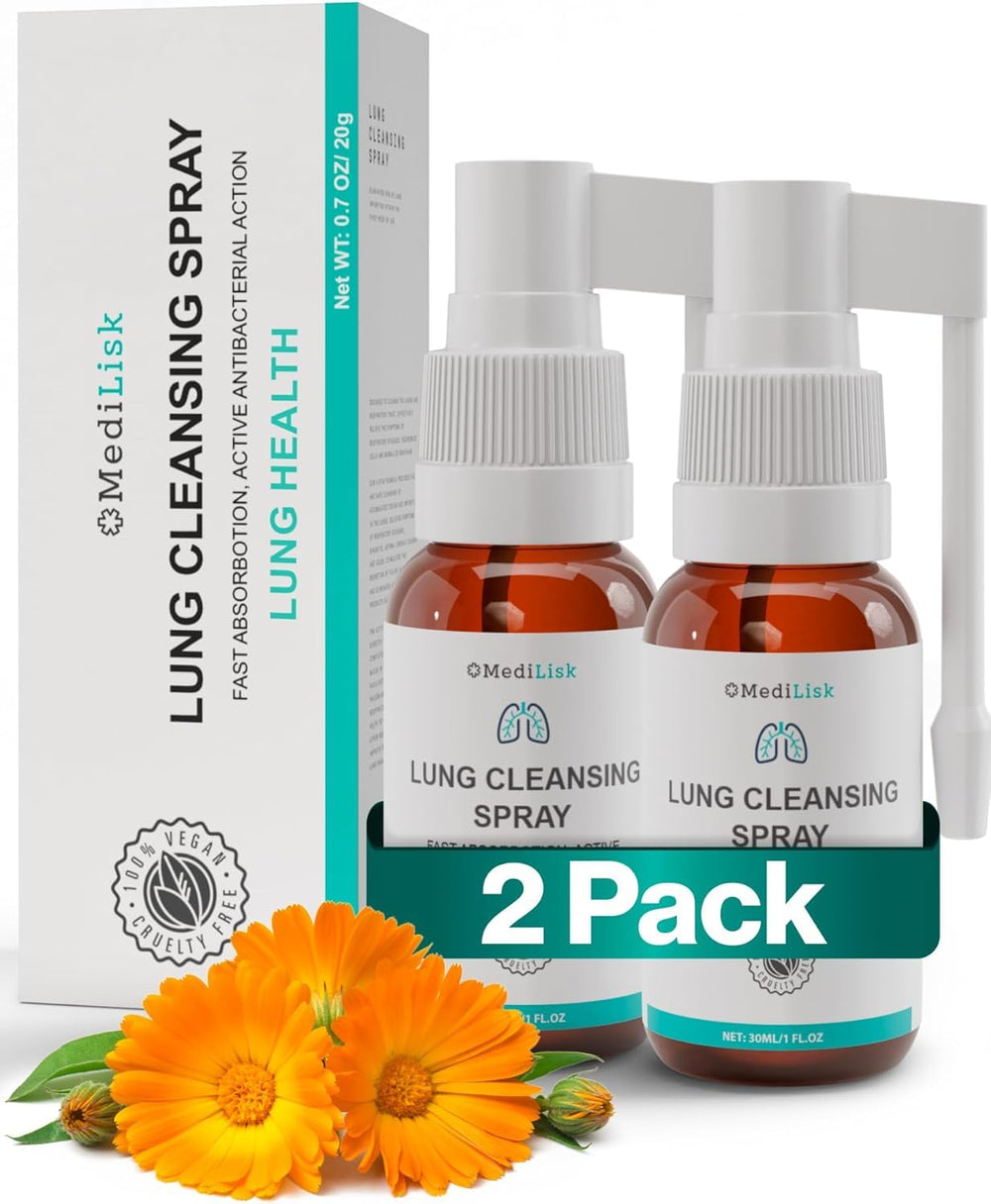 MediLisk Lung Cleansing Spray bottle front view with 1 oz labeling