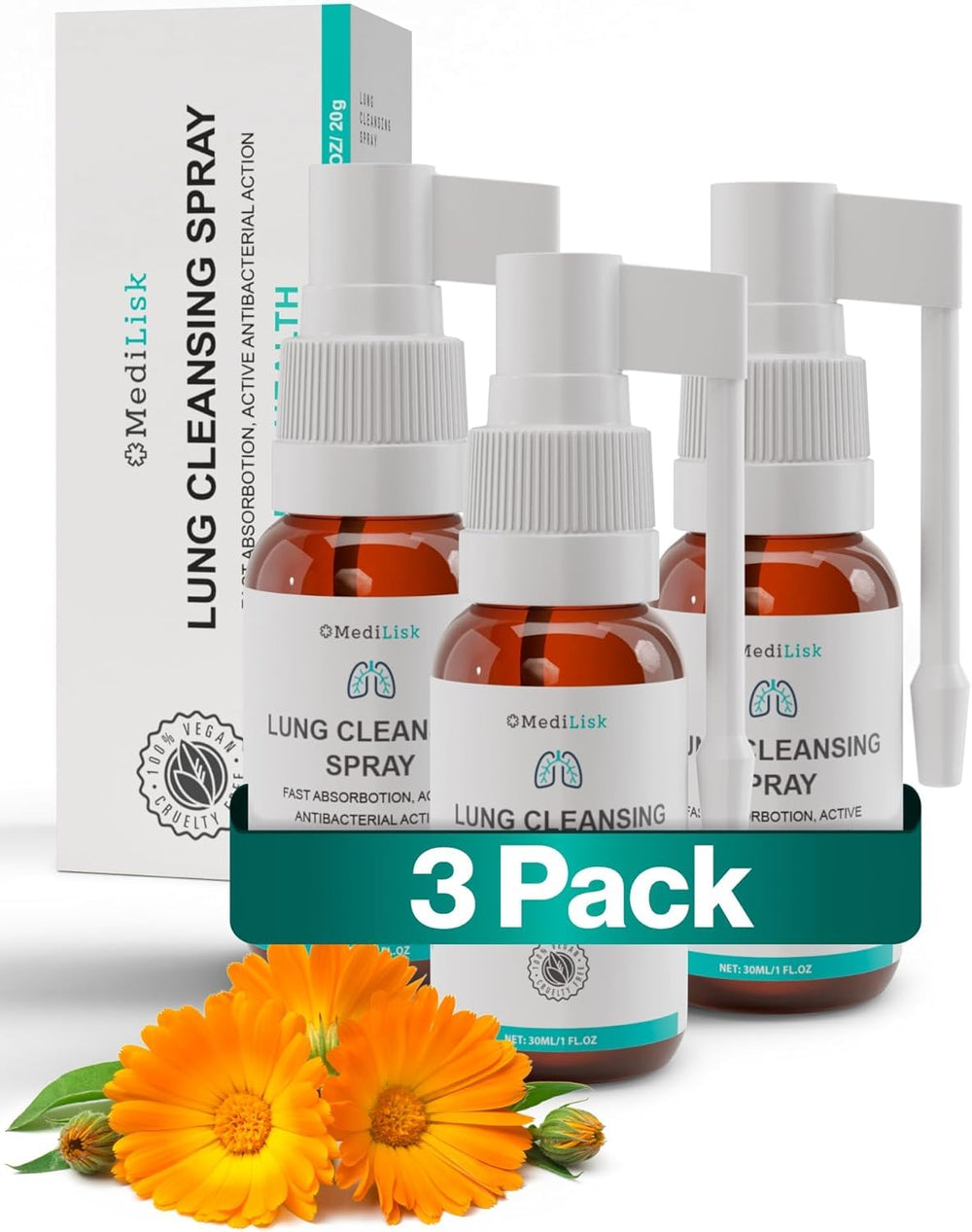 MediLisk Lung Cleansing Spray bottle with packaging