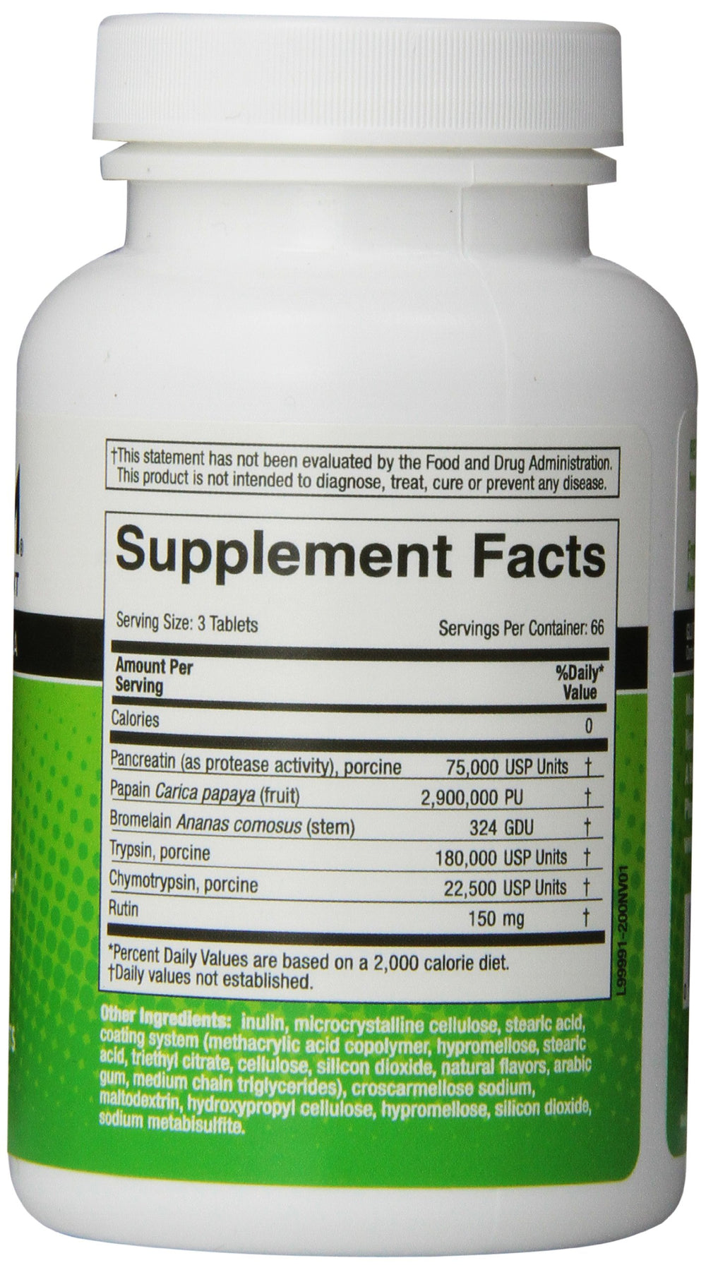 Ingredients list: bromelain, papain, pancreatin, trypsin, chymotrypsin, rutin