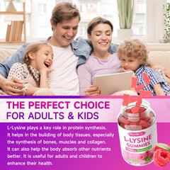 Raspberry-flavored L-Lysine gummies for lips and mouth health