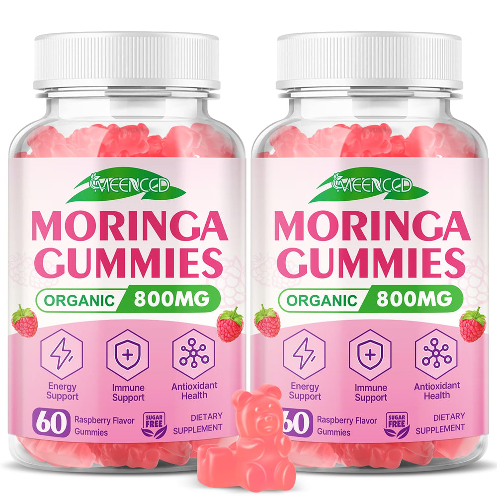 MEENCCD Moringa Gummies raspberry bottle for daily energy