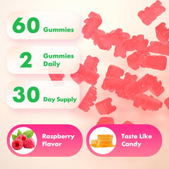 Close-up of raspberry-flavored MEENCCD gummies