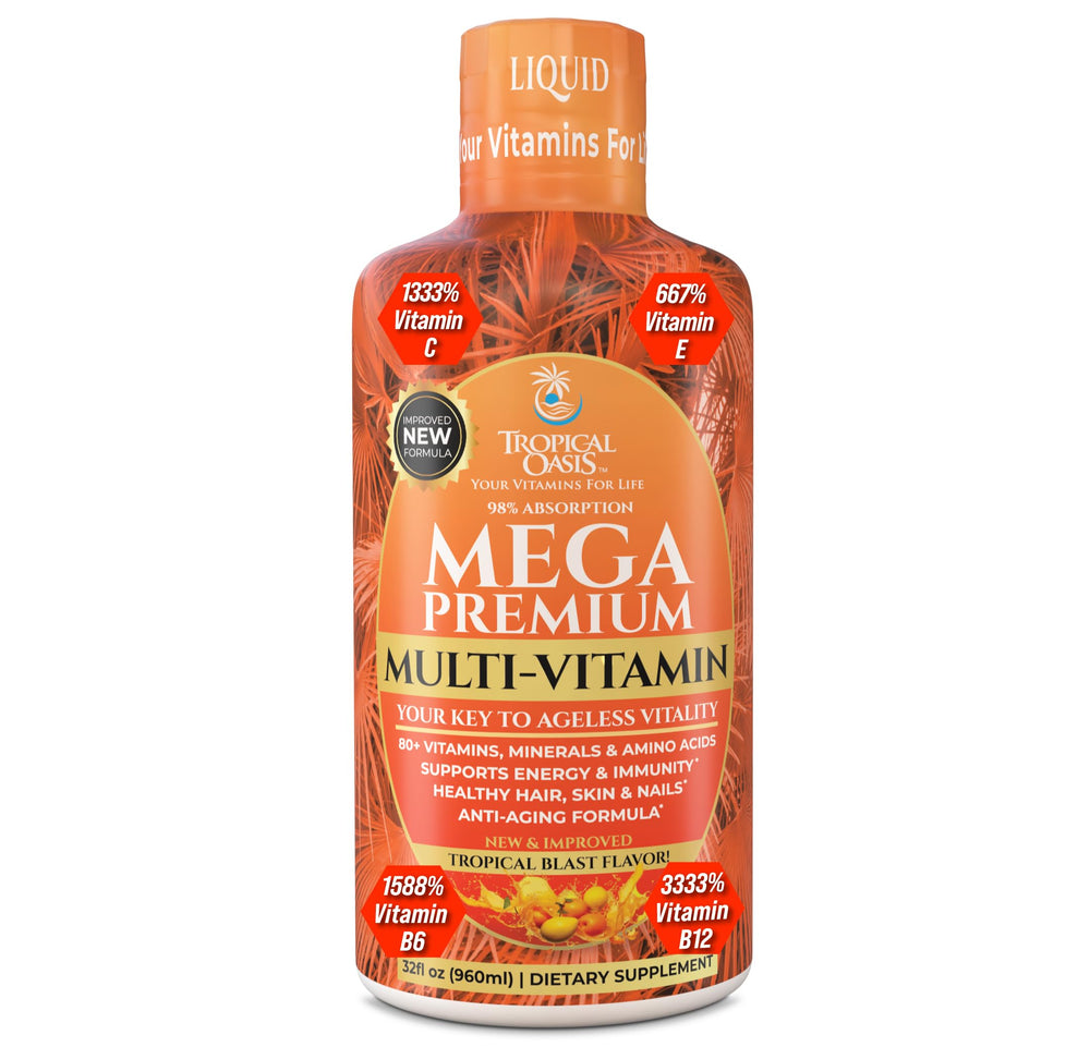 Mega Premium Liquid Multivitamin bottle – front view