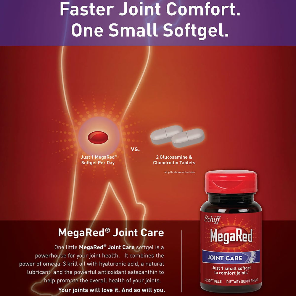 Softgel capsules of MegaRed Krill Oil Joint Care