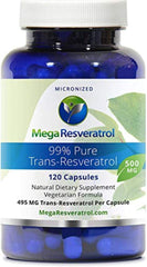 Mega Resveratrol bottle with 120 capsules, 500 mg each