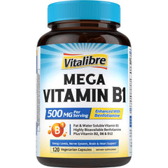 Hero image of Mega Vitamin B1 500 mg with Benfotiamine capsules.