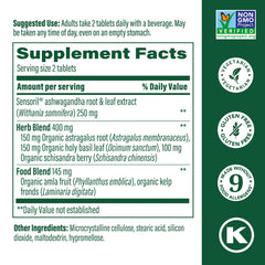 Close-up of MegaFood Ashwagandha Complex label