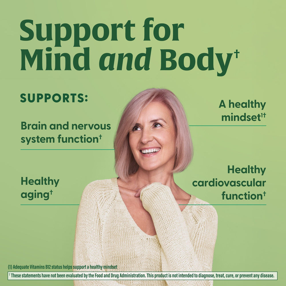 Vegan and gluten-free icons on MegaFood B12 packaging