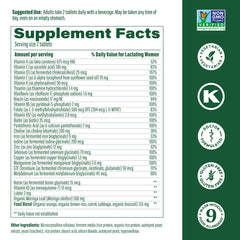 Bottle label highlighting folate, choline, iodine and vitamin D3