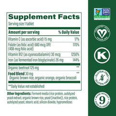 MegaFood Blood Builder bottle back label and supplement facts