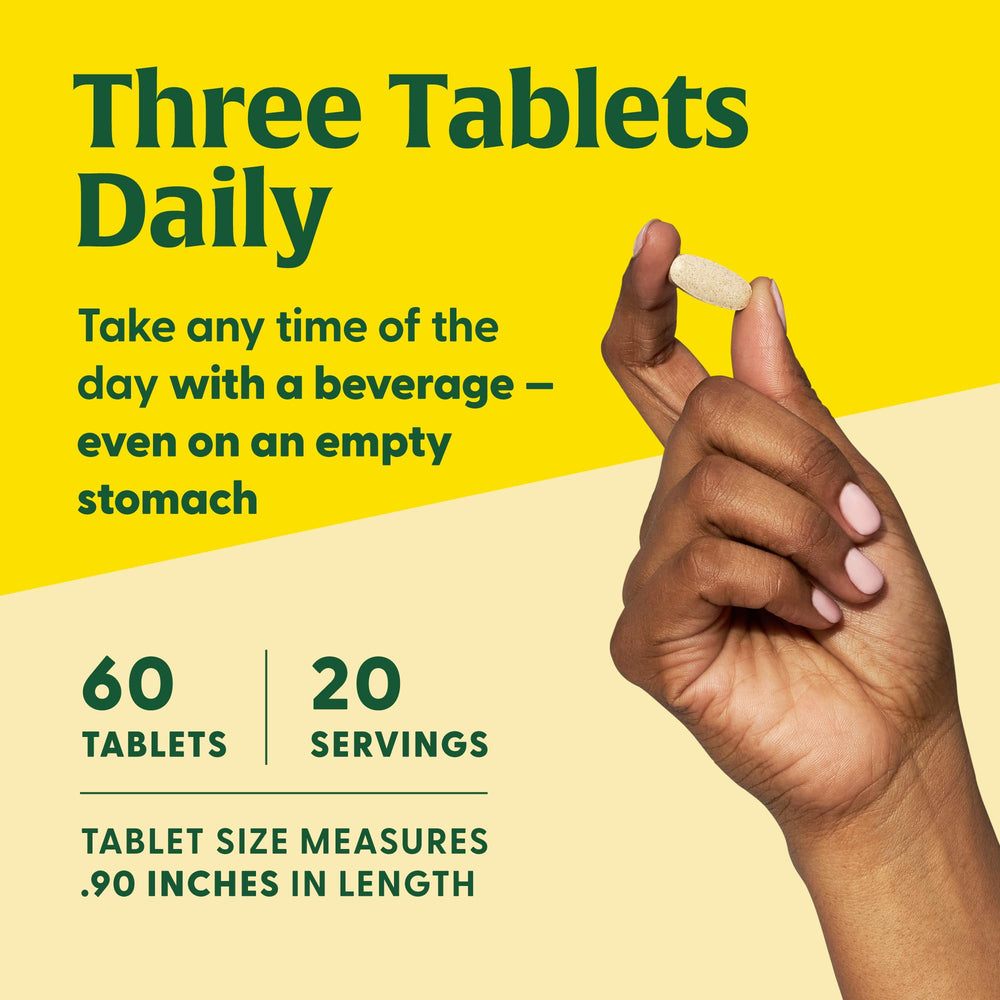 Tablets and serving size information on label