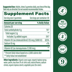 Label and front of MegaFood D3 K2 Gummies Peach