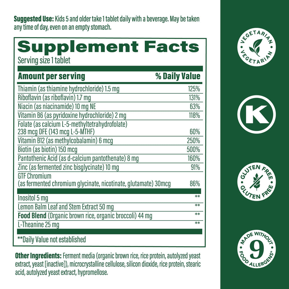 Illustration showing all 8 B vitamins included in the formula