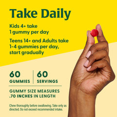 Family-friendly gummies suitable for adults, teens, and kids four and older