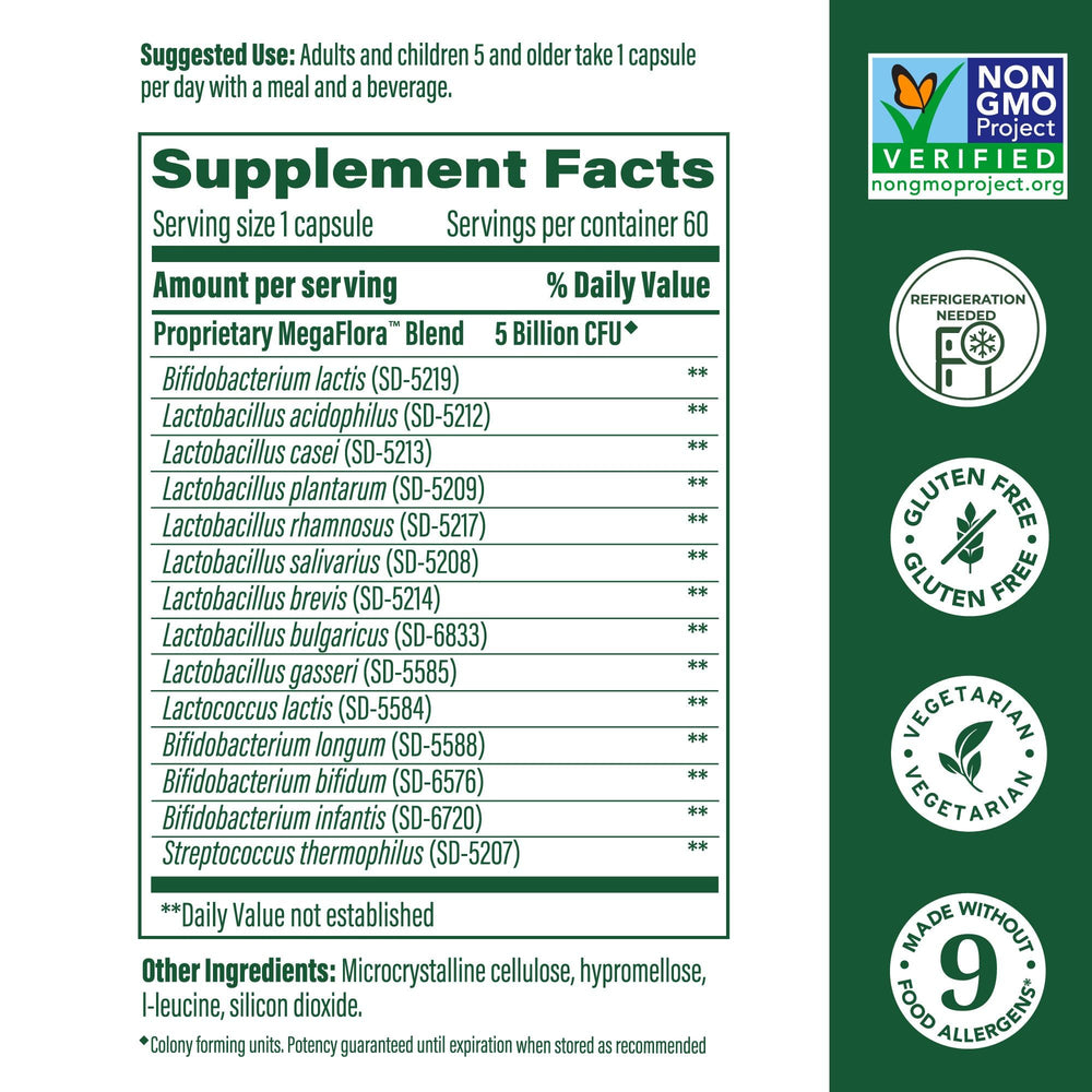Label highlighting 14 probiotic strains and 5B CFU