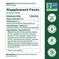 Turmeric root and probiotic ingredients representing MegaFlora formula