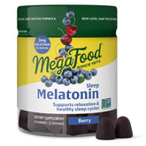 Front view of MegaFood Melatonin Gummies bottle with Berry flavor