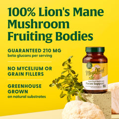 Nutrition label and ingredients for MegaFood Mushroom Focus