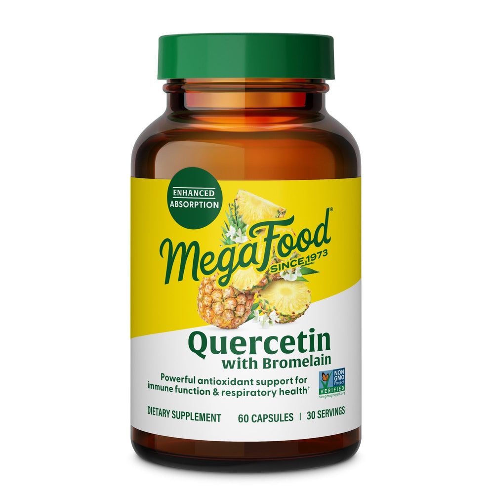 MegaFood Quercetin with Bromelain bottle and label on white
