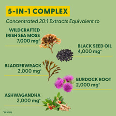 Black Seed Oil and Irish Sea Moss visual emphasis