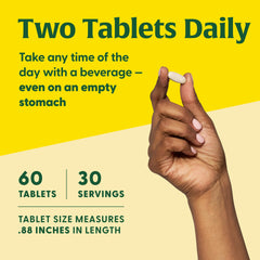 Bottle with serving size information for 60 tablets