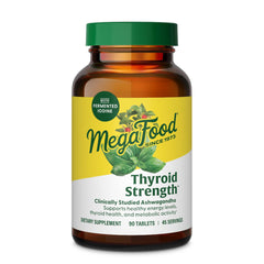 MegaFood Thyroid Strength bottle displaying 90 tabs