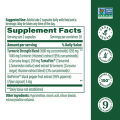 Product label highlighting 1000 mg curcuminoids per serving