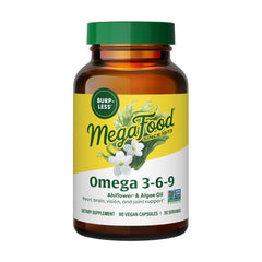 MegaFood Vegan Omega 3 6 9 Burp-Less bottle with 60 capsules