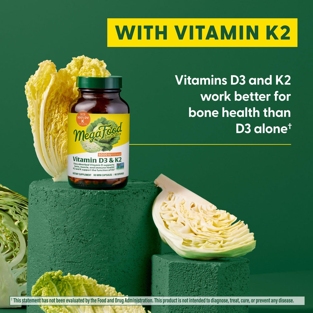 Packaging highlights Vitamin D3 and K2