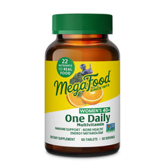 MegaFood Women's 40+ Multivitamin bottle label with 60 tabs