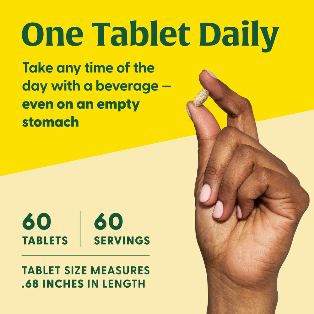 Vegetarian-friendly symbol on MegaFood vitamin bottle