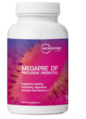 MegaPre DF dairy-free prebiotic fiber supplement bottle with 180 capsules