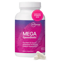 Front view of Microbiome Labs MegaSporeBiotic 60 capsules bottle