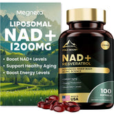 MEGNETA Liposomal NAD+ 1200mg bottle and capsules