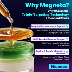 MEGNETA pumpkin seed clove oregano trio visualizing gut-support botanicals for balance